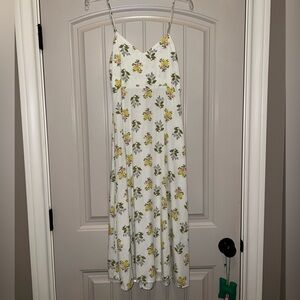Zara White Maxi Dress with Yellow Floral Print